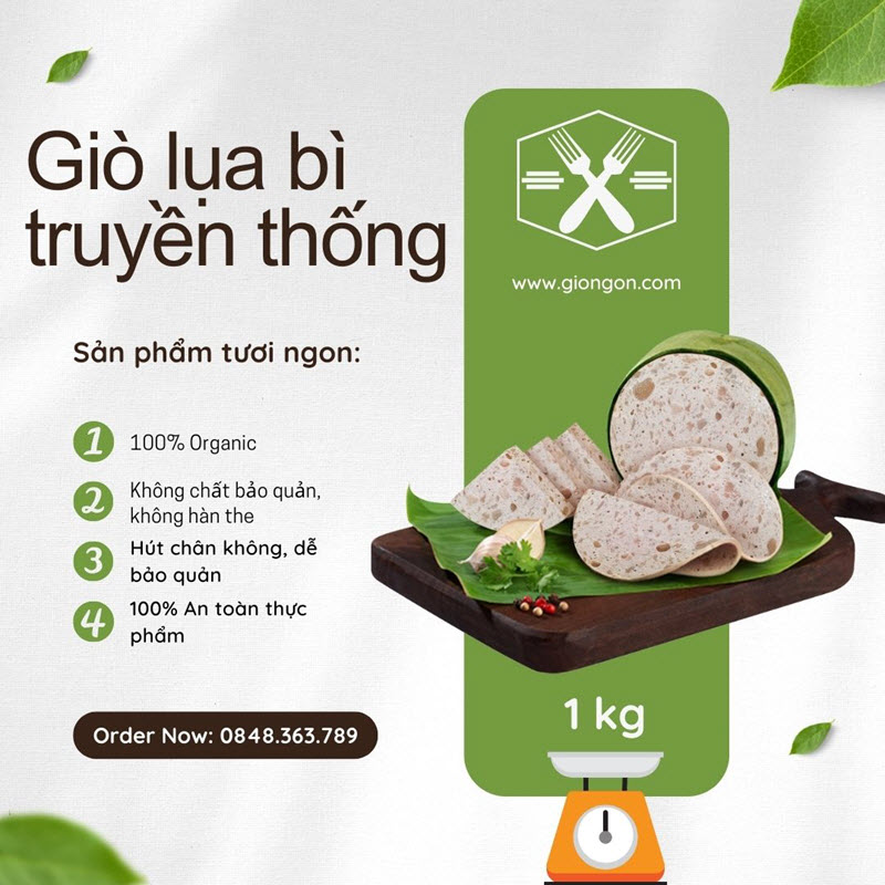 Giò lụa bì truyền thống cao cấp 1kg